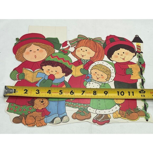 Large Vintage Christmas Die Cut, Caroling Children, Eureka USA, Two-Sides, NOS - Picture 16 of 16